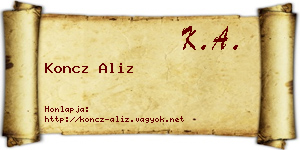 Koncz Aliz névjegykártya
